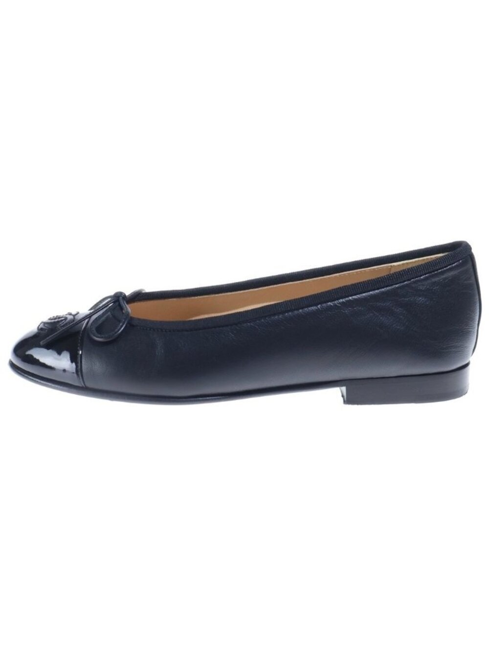 Chanel CC Logo Leather Flat Shoes Pumps Black